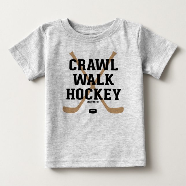 Camiseta Crawl Walt Hockey Cute Engraçado Bebê Criança (Frente)
