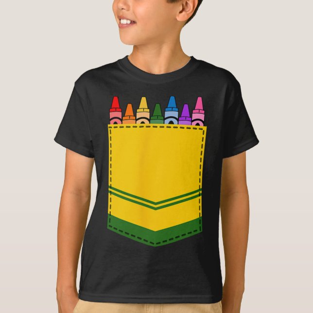 Camiseta Crayon Box Pocket Teacher Gift Costume (Frente)