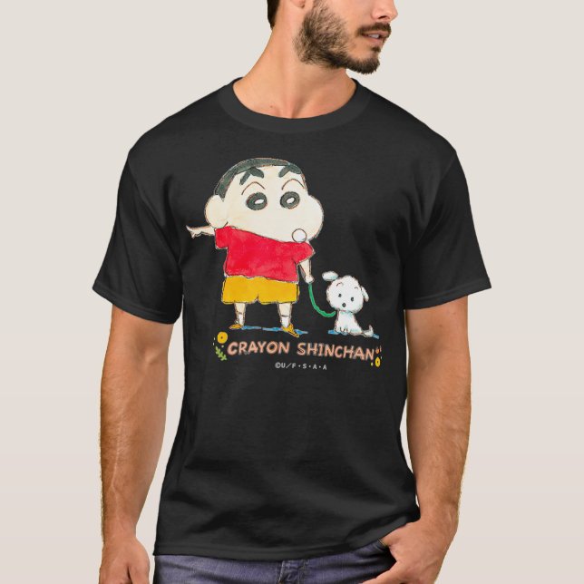 Camiseta Crayon Shin-chan Shin-chan e Shiro ali (Frente)