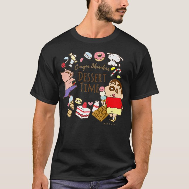 Camiseta Crayon Shin-chan Shin-chan e sobremesa sorvete (Frente)