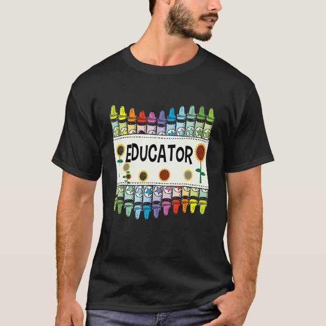 Camiseta Crayons And Flower Teaching   Educator (Frente)