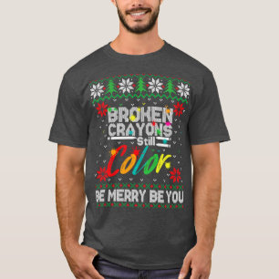 Camiseta Crayons Partidos Ainda Coloridos De Natal Feio
