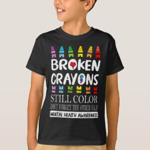 Camiseta Crayons Partidos Ainda Coloridos Saúde Mental S Aw