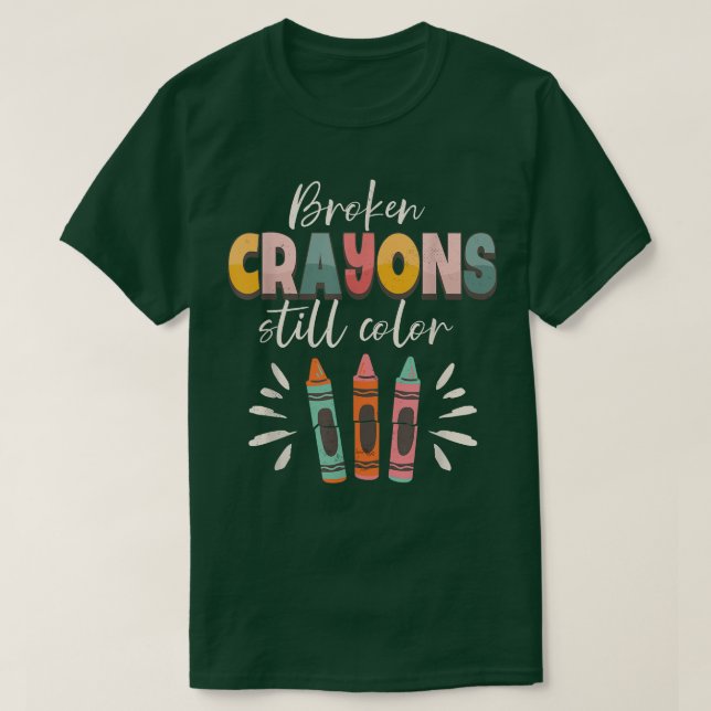 Camiseta Crayons Partidos Ainda Cores Sensibilização Para A (Frente do Design)