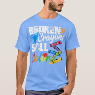 Camiseta Crayons Partidos Ainda Cores Sensibilização Para A
