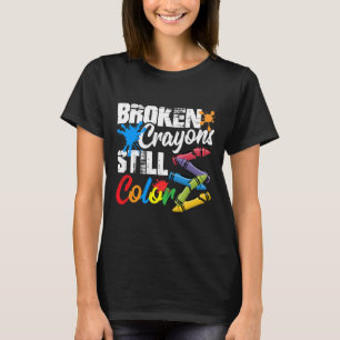 Camiseta Crayons Partidos Ainda Cores Sensibilização Para A