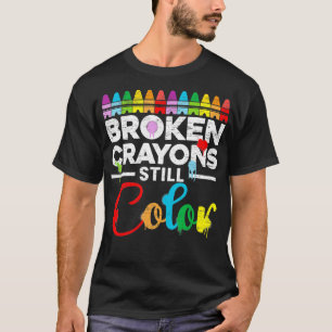 Camiseta Crayons Partidos Ainda Cores Sensibilização Para A