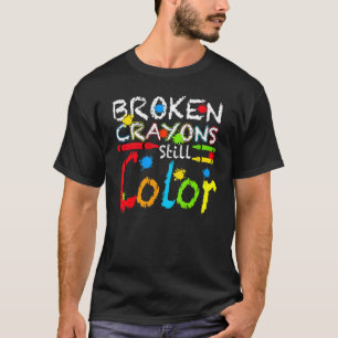 Camiseta Crayons Partidos Ainda Cores Sensibilização Para A