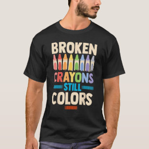 Camiseta Crayons Partidos Ainda Cores Sensibilização Para A