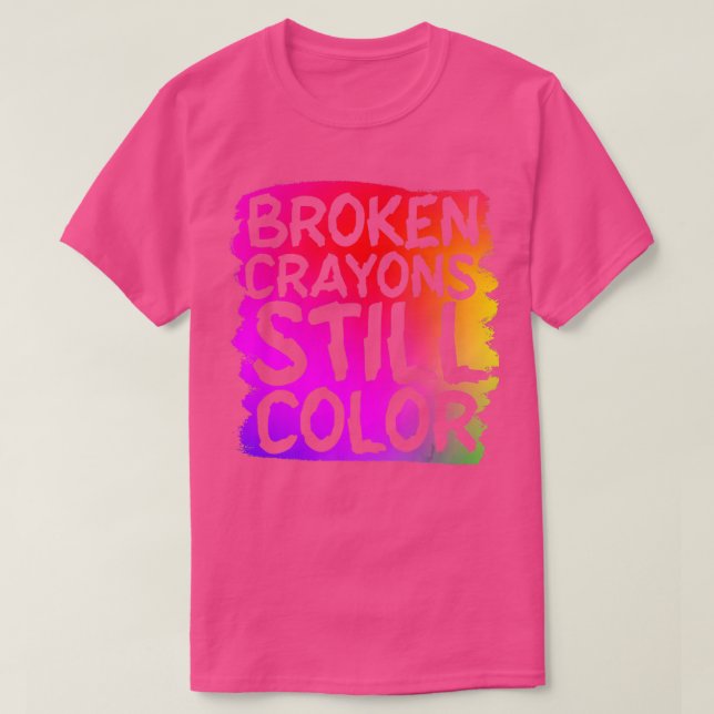 Camiseta Crayons Partidos Ainda Cores Sensibilização Para A (Frente do Design)