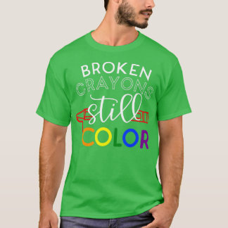 Camiseta Crayons Partidos Ainda Cores Sensibilização Para A