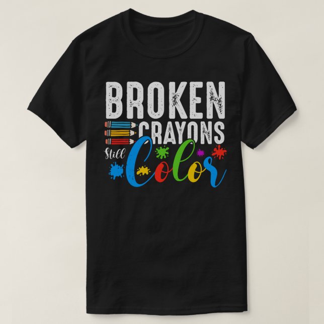 Camiseta Crayons Partidos Ainda Cores Sensibilização Para A (Frente do Design)