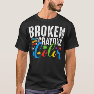 Camiseta Crayons Partidos Ainda Cores Sensibilização Para A