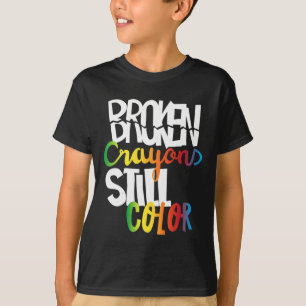Camiseta Crayons Partidos Ainda Cores Sensibilização Para A