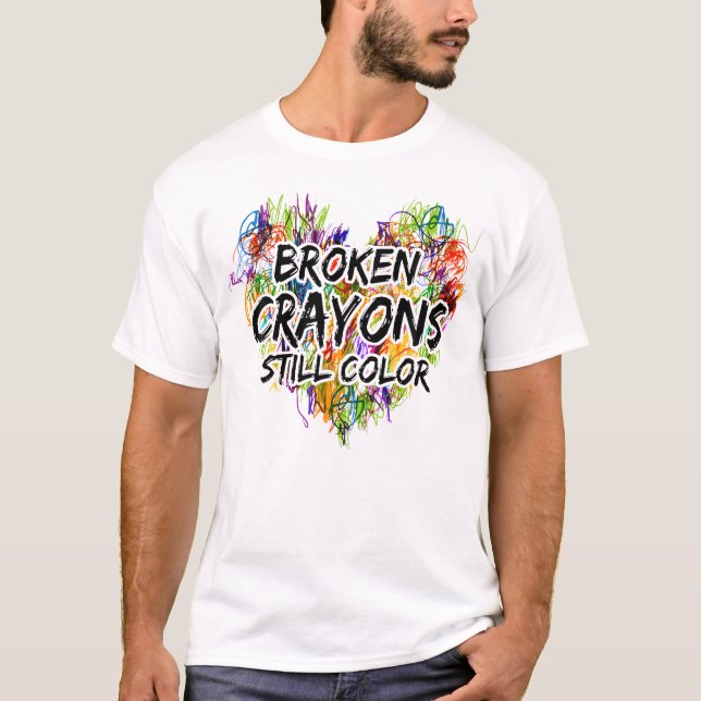 Camiseta Crayons Partidos Ainda Cores Sensibilização Para A (Frente)