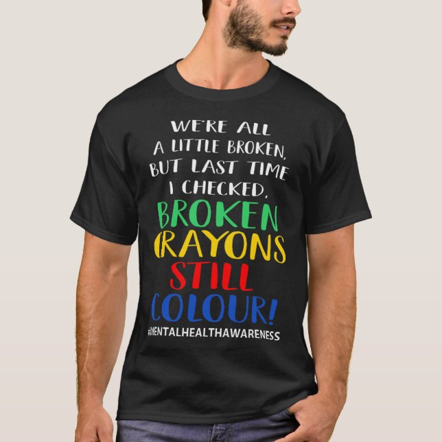 Camiseta Crayons Partidos Ainda Cores Sensibilização Para A (Frente)