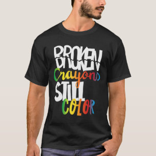 Camiseta Crayons Partidos Ainda Cores Sensibilização Para A