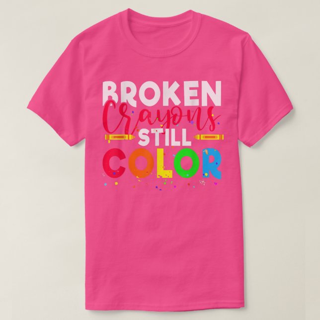 Camiseta Crayons Partidos Ainda Cores Sensibilização Para A (Frente do Design)
