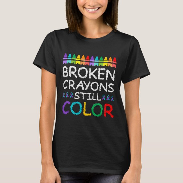 Camiseta Crayons Partidos Continuam A Prevenir Suicídio (Frente)