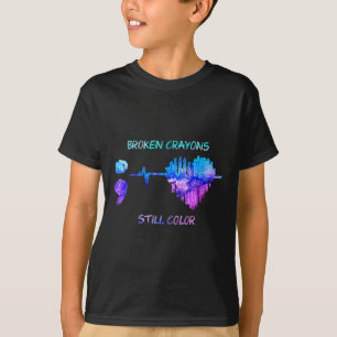 Camiseta Crayons Quebrados Ainda É Coração Colorido Prevenç