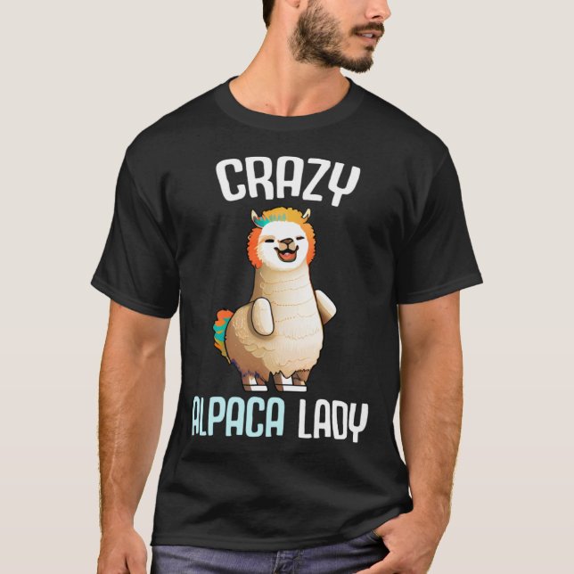 Camiseta Crazy Alpaca Lady Women's Cute Alpaca Lama Zoo (Frente)