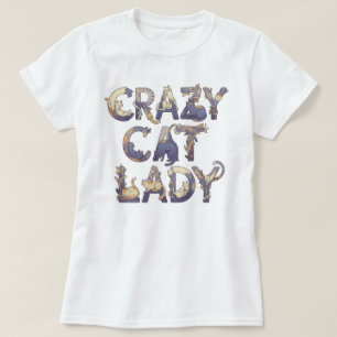 Camiseta Crazy Cat Lady Branca