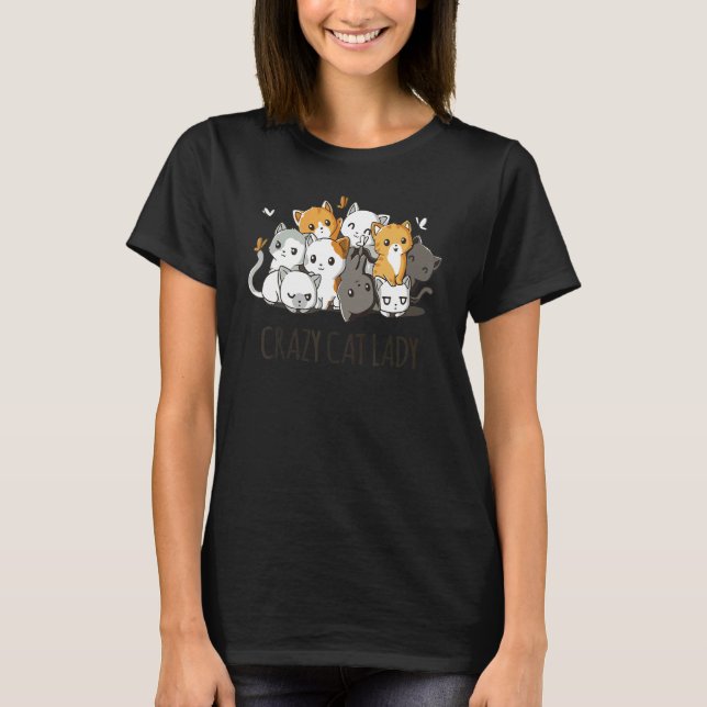 Camiseta Crazy Cat Lady Team Cat Butterfly Smile Tee (Frente)