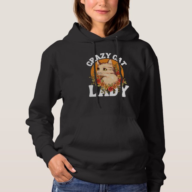Camiseta Crazy Cat Lady Women Animal Flowers Mother's Day   (Frente)