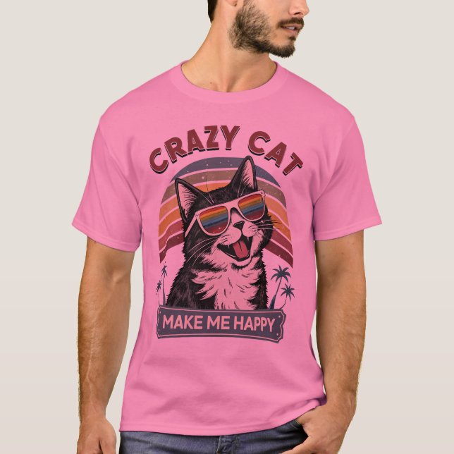 Camiseta CRAZY CAT me faz feliz (Frente)