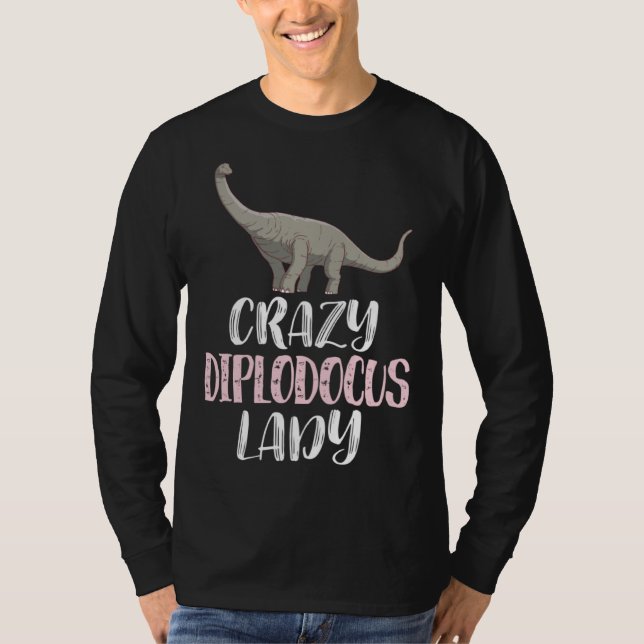 Camiseta Crazy Diplodocus Lady  Dinosaur (Frente)