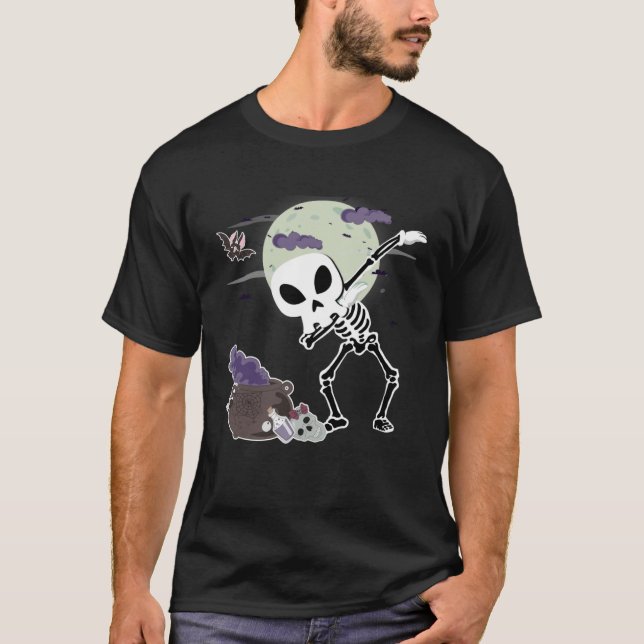 Camiseta Crazy Halloween Alien Skull Dab Kids Skeleton Dabb (Frente)