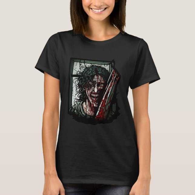 Camiseta Crazy Horror Woman Nightmare Scary Terrifying Hall (Frente)