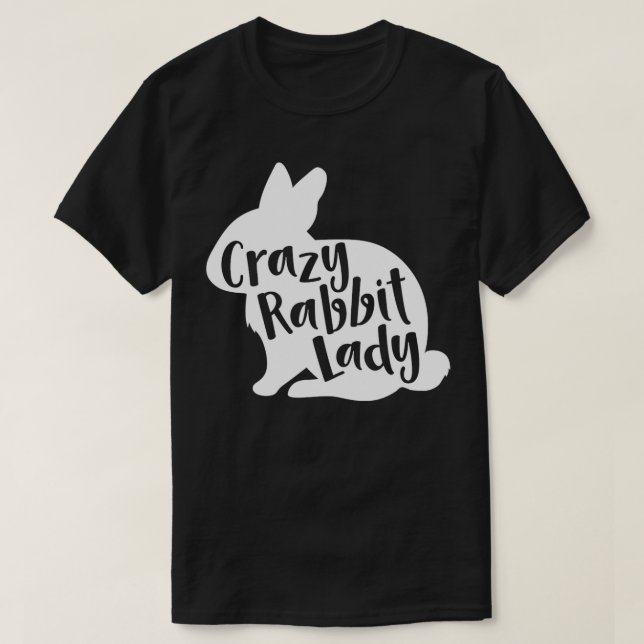 Camiseta Crazy Rabbit Lady  Funny Cute Bunny Lover Design P (Frente do Design)