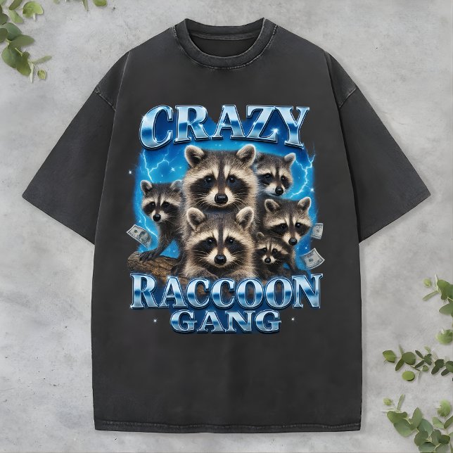 Camiseta Crazy Raccoon Gang Bootleg de Rap de Anim (Criador carregado)