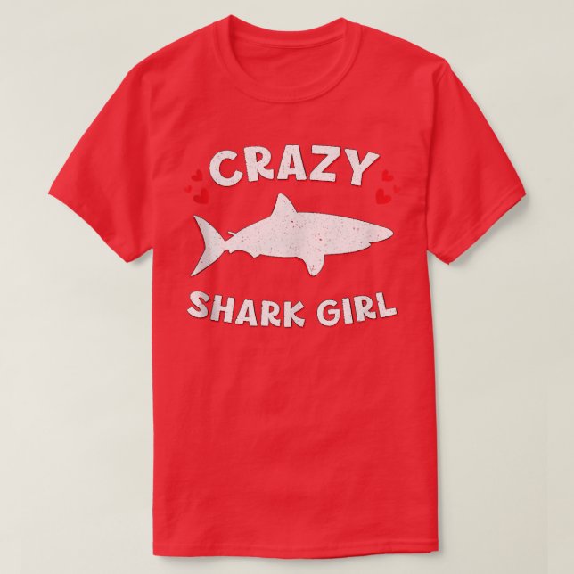 Camiseta Crazy Shark Girl Funny Shark Event Week Lovers Tan (Frente do Design)