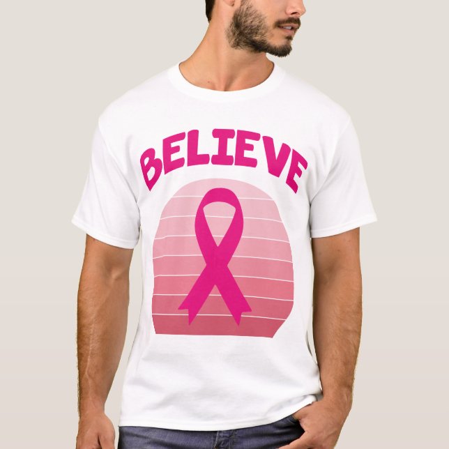 Camiseta Crê em Fita Cor-de-Rosa Camisa-T (Frente)