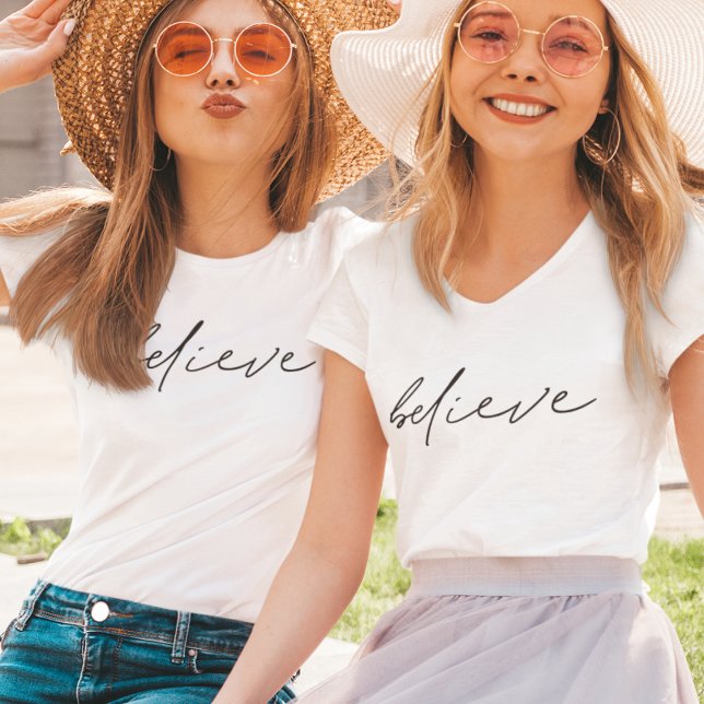 Camiseta Crê na Tipografia de Script Manuscrito (Criador carregado)