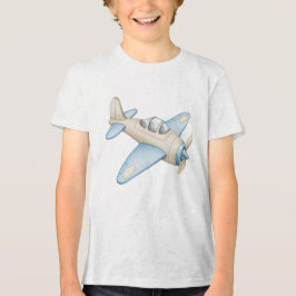 Camiseta Cream and Blue Watercolor Propeller Plane
