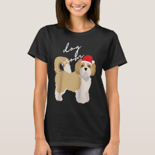 Camiseta Cream e White Shih Tzu Mãe Natal Raglan