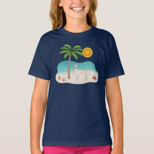 Camiseta Cream - Greyhound Italiano Na Praia Tropical De Ve