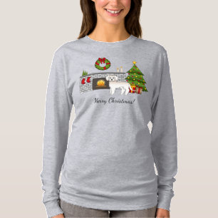 Camiseta Cream Mini Goldendoodle - Sala de Natal Festiva