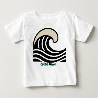 Camiseta Cream Wave Crest on Black – Minimal Ocean Line Art