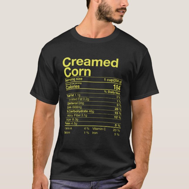 Camiseta Creamed Corn Nutrition Facts Thanksgiving  Turkey  (Frente)