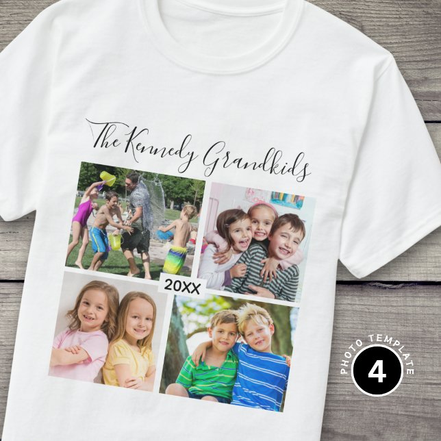 Camiseta Create Your Own 4 Grandkids Photo Grandpararents (Criador carregado)