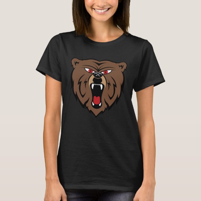 Camiseta Creative Oversized Bear Head Face Print  Bold Griz (Frente)