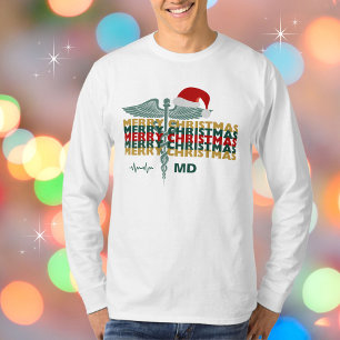 Camiseta Credenciais médicas profissionais Feliz Natal