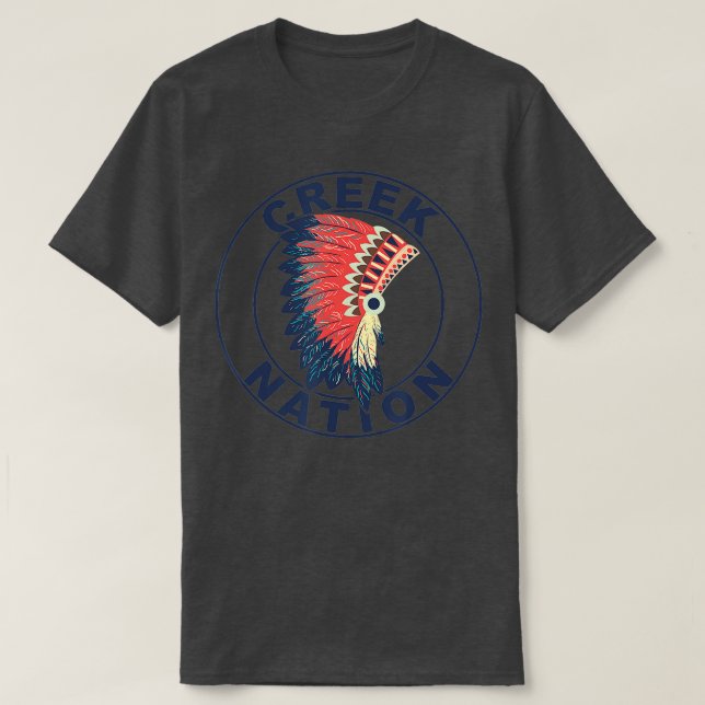 Camiseta Creek Nation Headdress Orud Native Creek (Frente do Design)