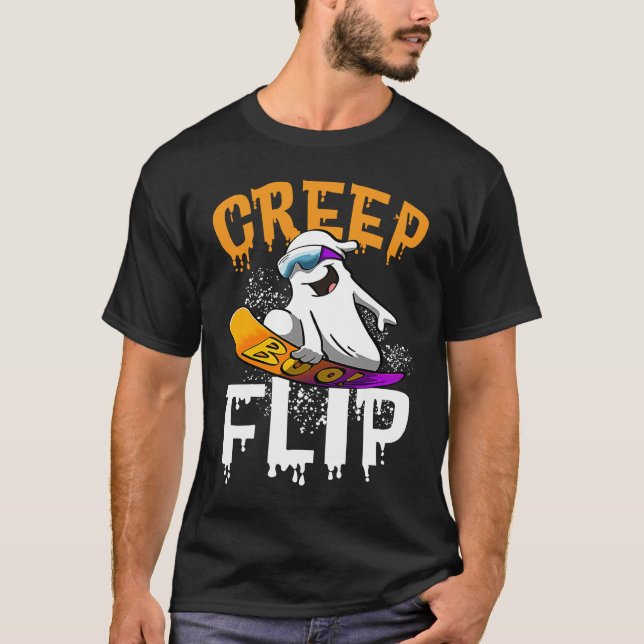 Camiseta Creep Flip Ghost  Women Ghost Scary Halloween Day  (Frente)
