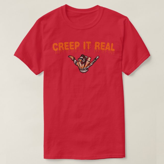 Camiseta Creep In Real Halloween Skeleton Hands  (Frente do Design)
