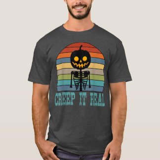 Camiseta Creep It Real Skeleton Pumpkin Vintage, Spooky Hal